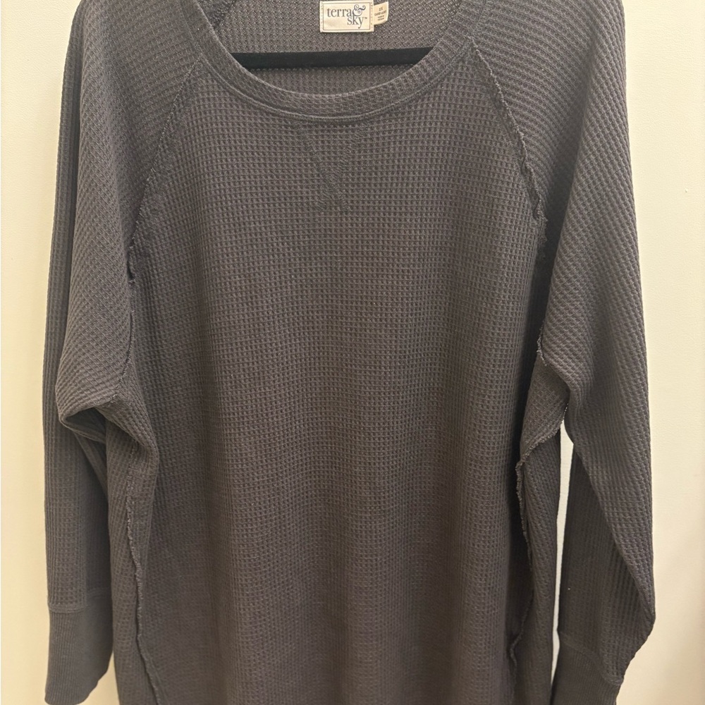 Women's Gray Waffle Top